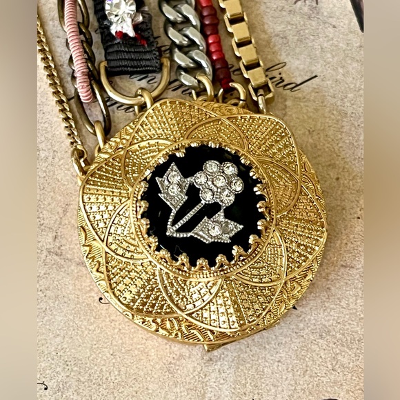 Juicy Couture Vintage Y2K Chunky Rhinestone Floral Mixed Media Bracelet 2010 - Picture 2 of 7